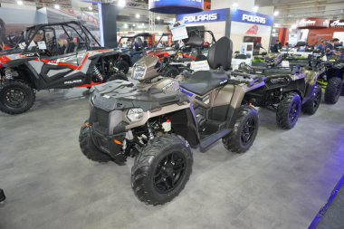 ISTANBUL, TURKIYE - 29 Nisan 2023: Polaris Sporcusu 570 ATV İstanbul Fuar Fuarı 'nda sergileniyor