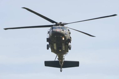 ISTANBUL, TURKIYE - 29 Nisan 2023: Türk Jandarma Gücü Sikorsky S-70 (702040) İstanbul Atatürk Havalimanı 'nda Teknofest İstanbul sırasında sergilendi