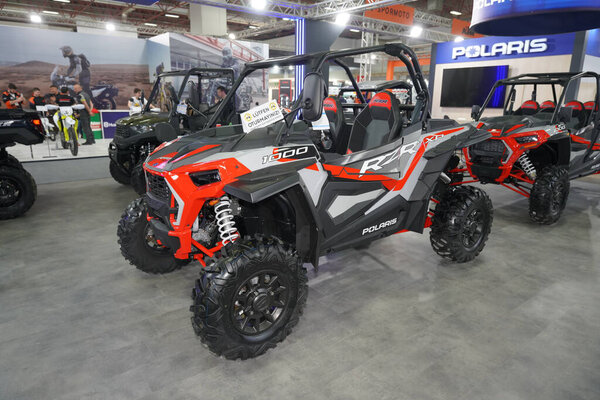 ISTANBUL, TURKIYE - APRIL 29, 2023: Polaris RZR XP 1000 EPS ATV on display at Motobike Expo in Istanbul Exhibition Center