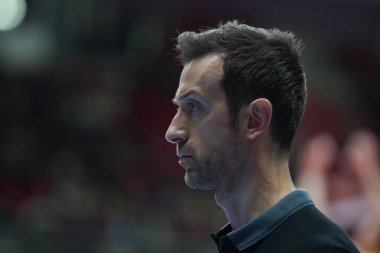 ISTANBUL, TURKIYE - MARCH 16, 2023: Imoco Volley Conegliano coach Daniele Santarelli in Fenerbahce Opet CEV Champions League Volley match in Burhan Felek Sport Hall