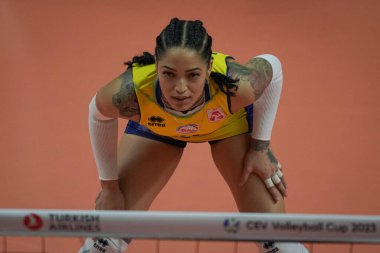 ISTANBUL, TURKIYE - 22 Mart 2023: Türk Hava Yollari 'de Brenda Castillo, Burhan Felek Spor Salonu' nda Savino Del Bene Scandicci CEV Voleybol Kupası karşılaşması