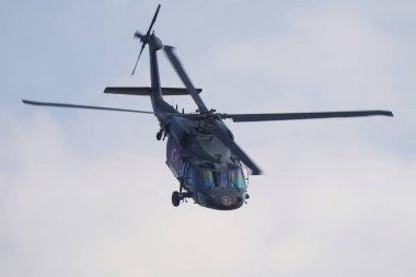 ISTANBUL, TURKIYE - MAYIS 01, 2023: Türk Jandarma Gücü Sikorsky S-70 Teknofest İstanbul 'da İstanbul Atatürk Havalimanı' nda sergilendi