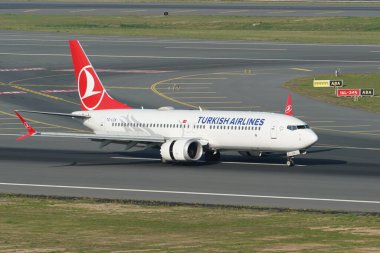 ISTANBUL, TURKIYE - OCTOBER 01, 2022: Turkish Airlines Boeing 737-8MAX (60053) landing to Istanbul International Airport