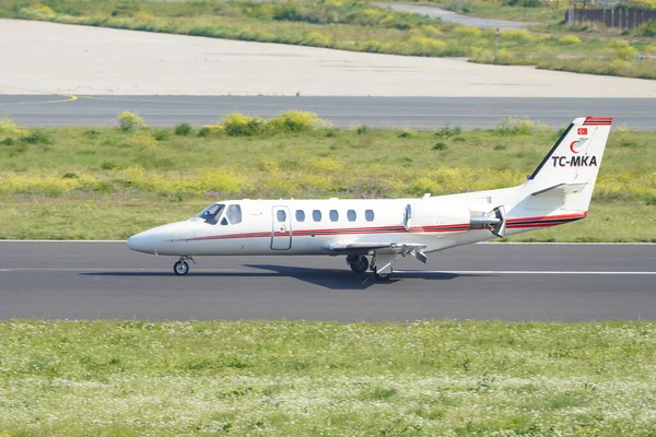 stock image ISTANBUL, TURKIYE - MAY 01, 2023: Bonair Business Charter Cessna 550B Citation Bravo (550-0960) landing to Istanbul Ataturk Airport