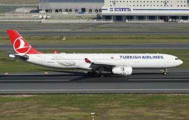 ISTANBUL, TURKIYE - OCTOBER 01, 2022: Turkish Airlines Airbus A330-343X (1228) landing to Istanbul International Airport