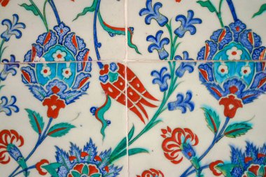 BURSA, TURKIYE - HAZİRAN 01, 2023: Bursa 'nın Muradiye kentindeki bir Osmanlı Mezarı' nda Mavi Döşeme