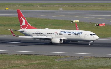 ISTANBUL, TURKIYE - NOVEMBER 05, 2022: Turkish Airlines Boeing 737-8F2 (42005) landing to Istanbul International Airport clipart