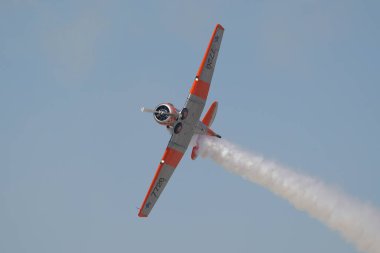 ESKISEHIR, TURKIYE - 16 Eylül 2023: M.S.O Hava ve Uzay Müzesi Kuzey Amerika AT-6G Texan (SA079) Sivrihisar SHG Airshow 'da sergilendi