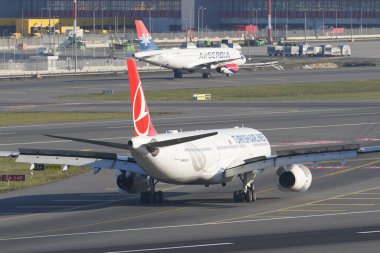 ISTANBUL, TURKIYE - NOVEMBER 05, 2022: Turkish Airlines Airbus A330-343X (1172) landing to Istanbul International Airport