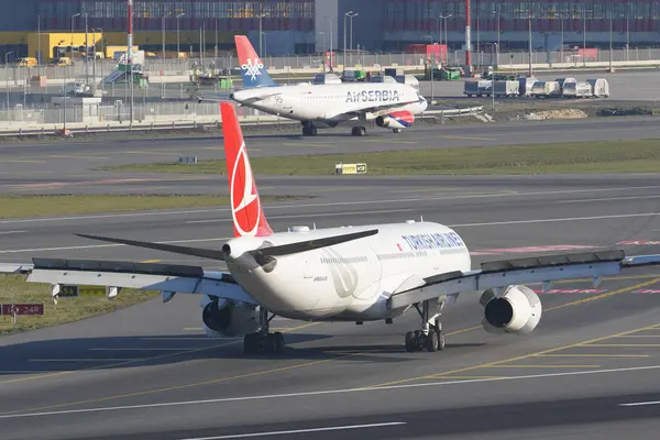 stock image ISTANBUL, TURKIYE - NOVEMBER 05, 2022: Turkish Airlines Airbus A330-343X (1172) landing to Istanbul International Airport