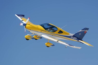 ESKISEHIR, TURKIYE - 16 Eylül 2023: Özel BRM Aero Bristell TDO (120) Sivrihisar SHG Airshow 'da sergilendi