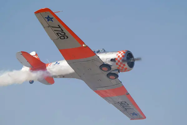 stock image ESKISEHIR, TURKIYE - SEPTEMBER 17, 2023: M.S.O Air and Space Museum North American AT-6G Texan (SA079) displayed at Sivrihisar SHG Airshow