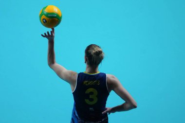 ISTANBUL, TURKIYE - 21 Şubat 2024: Eczacibasi Dynavit 'te Britt Herbots, Burhan Felek Spor Salonu' nda Savino Del Bene Scandicci CEV Şampiyonlar Ligi Volley karşılaşması