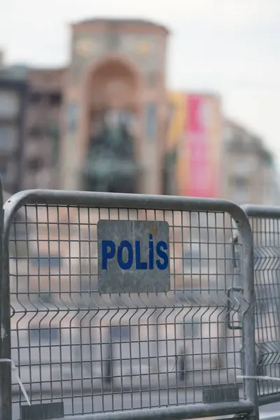 stock image ISTANBUL, TURKIYE - JUNE 18, 2023: Metal Police Barricade in Beyoglu District