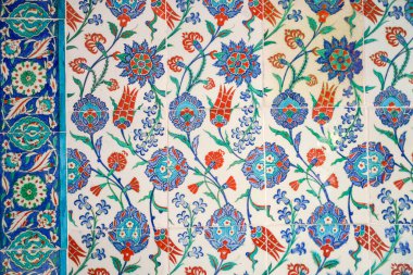 BURSA, TURKIYE - JULY 01, 2023: Blue Tile in a Ottoman Tomb in Muradiye, Bursa City clipart