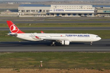 ISTANBUL, TURKIYE - NOVEMBER 05, 2022: Turkish Airlines Airbus A330-303 (1713) landing to Istanbul International Airport clipart