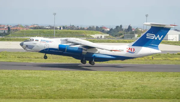 stock image ISTANBUL, TURKIYE - APRIL 29, 2023: Silk Way Airlines Ilyushin IL-76TD (1043419632) take-off from Istanbul Ataturk Airport