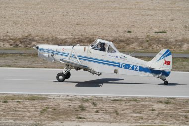 ESKISEHIR, TURKIYE - SEPTEMBER 17, 2023: Private Piper PA-25-260 Pawnee D (7656071) displayed at Sivrihisar SHG Airshow clipart