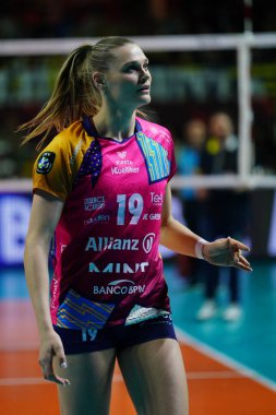 ISTANBUL, TURKIYE - 19 Mart 2024: Fenerbahçe Opet 'te Nika Daalderop, Burhan Felek Spor Salonu' nda Vero Volley Milano CEV Şampiyonlar Ligi Volesi Şampiyonlar Ligi karşılaşması