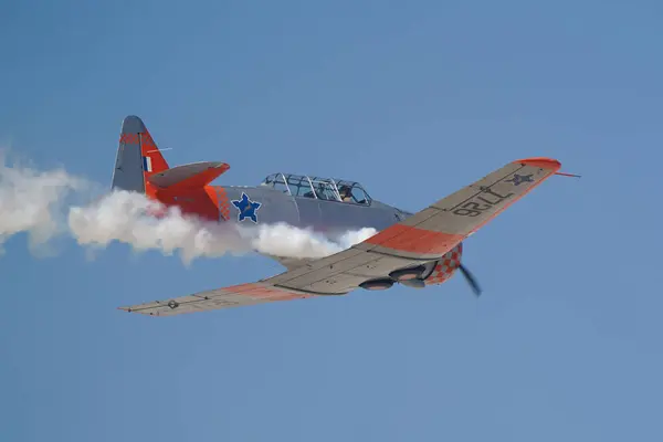 Stock image ESKISEHIR, TURKIYE - SEPTEMBER 16, 2023: M.S.O Air and Space Museum North American AT-6G Texan (SA079) displayed at Sivrihisar SHG Airshow