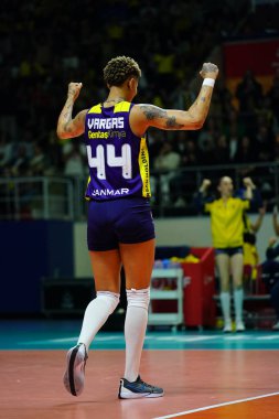 ISTANBUL, TURKIYE - 19 Mart 2024: Melissa Vargas Fenerbahçe Opet 'te Vero Volley Milano CEV Şampiyonlar Ligi Voleybol ligi Burhan Felek Spor Salonu' nda oynanan karşılaşma