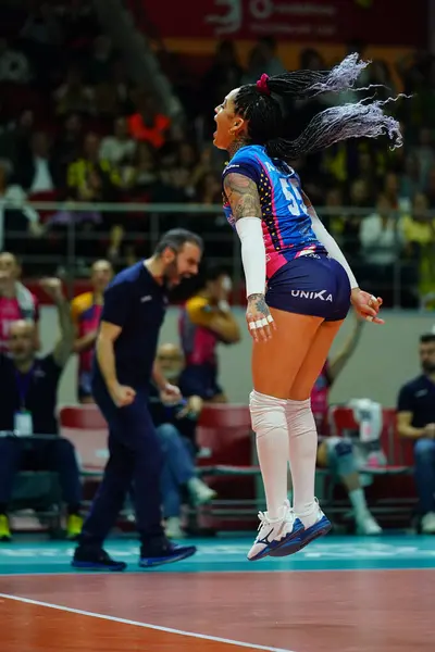 stock image ISTANBUL, TURKIYE - MARCH 19, 2024: Brenda Castillo in Fenerbahce Opet vs Vero Volley Milano CEV Champions League Volley match in Burhan Felek Sport Hall