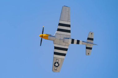 ESKISEHIR, TURKIYE - 17 EPTEMBER 2023: M.S.O Hava ve Uzay Müzesi Kuzey Amerika P-51D Mustang (122-39608) Sivrihisar SHG Airshow 'da sergilendi