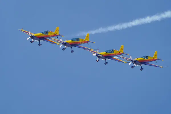 stock image ESKISEHIR, TURKIYE - SEPTEMBER 16, 2023: Romanian Hawks Aerobatics Team displayed at Sivrihisar SHG Airshow