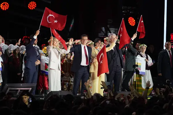 stock image ISTANBUL, TURKIYE - APRIL 23, 2024: Istanbul Mayor Ekrem Imamoglu during 23 April National Sovereignty and Childrens Day of Turkiye in Istanbul