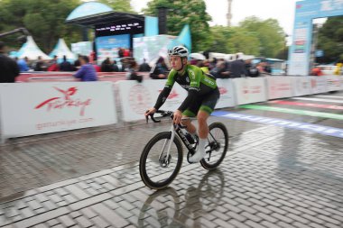 ISTANBUL, TURKIYE - APRIL 28, 2024: Cyclists in finish of Istanbul stage of Presidential Cycling Tour of Turkiye clipart