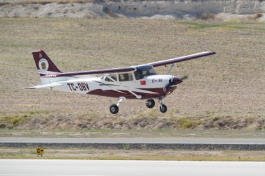 ESKISEHIR, TURKIYE - SEPTEMBER 17, 2023: Private Cessna R172K Hawk XP displayed at Sivrihisar SHG Airshow clipart