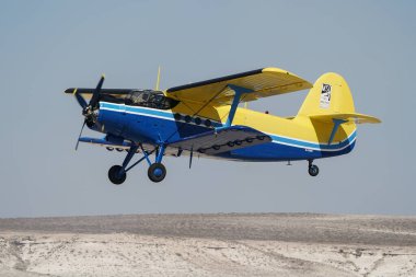 ESKISEHIR, TURKIYE - 16 Eylül 2023: M.S.O Hava ve Uzay Müzesi Antonov An-2T (17805) Sivrihisar SHG Hava Gösterisi 'nde sergilendi