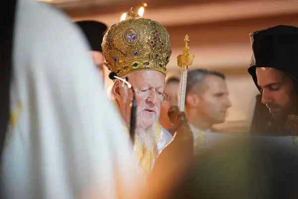 stock image ISTANBUL, TURKIYE - MAY 04, 2024: Ecumenical Patriarch Bartholomew of Constantinople during Easter in Ecumenical Patriarchate of Constantinople, Istanbul