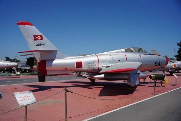 stock image ISTANBUL, TURKIYE - JUNE 01, 2024: Turkish Air Force Republic F-84F Thunderstreak (52-8941) displayed at Istanbul Aviation Museum