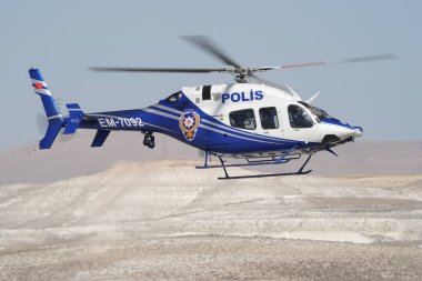 ESKISEHIR, TURKIYE - 17 Eylül 2023: Türk Polis Gücü Bell 429 Global Ranger (57092) Sivrihisar SHG Airshow 'da sergilendi