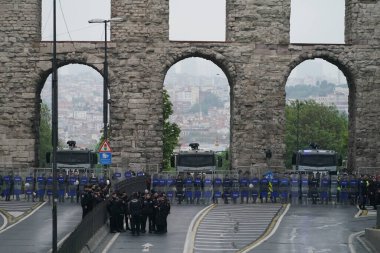 ISTANBUL, TURKIYE - MAY 01, 2024: Police forces in Sarachane during International Workers Day clipart