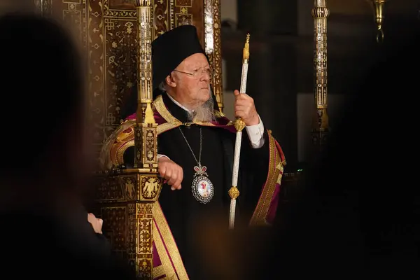 stock image ISTANBUL, TURKIYE - MAY 04, 2024: Ecumenical Patriarch Bartholomew of Constantinople during Easter in Ecumenical Patriarchate of Constantinople, Istanbul