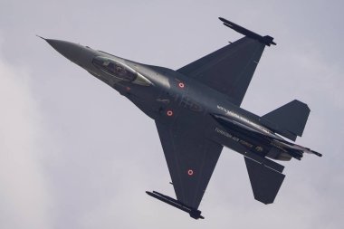 KONYA, TURKIYE - MAY 09, 2023: Turkish Air Force General Dynamics F-16C Fighting Falcon (4R-27) flying over Konya Airport during Anatolian Eagle Air Force Exercise clipart