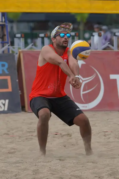 stock image BALIKESIR, TURKIYE - JULY 07, 2023: Undefined athlete in action during Pro Beach Tour Erdek, Ocaklar Leg