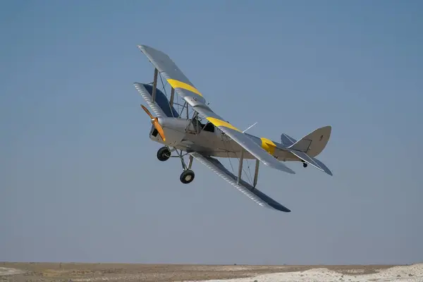 stock image ESKISEHIR, TURKIYE - SEPTEMBER 16, 2023: M.S.O Air and Space Museum de Havilland DH-82 Tiger Moth (83900) displayed at Sivrihisar SHG Airshow