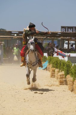 ISTANBUL, TURKIYE - Haziran 08, 2024: Etnospor Kültür Festivali 'nde Binicilik Şovu