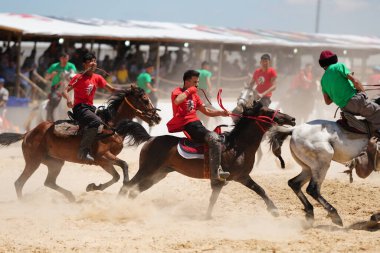 ISTANBUL, TURKIYE - Haziran 08, 2024: Etnospor Kültür Festivali 'nde Binicilik Şovu