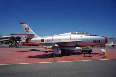 ISTANBUL, TURKIYE - JUNE 01, 2024: Turkish Air Force Republic F-84F Thunderstreak (52-8941) displayed at Istanbul Aviation Museum clipart