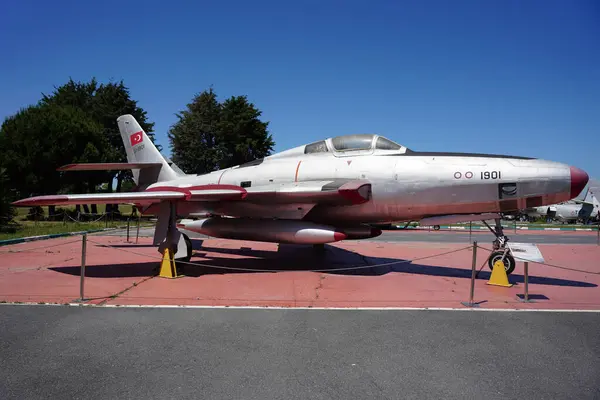 stock image ISTANBUL, TURKIYE - JUNE 01, 2024: Turkish Air Force Republic RF-84F Thunderflash (51-1901) displayed at Istanbul Aviation Museum