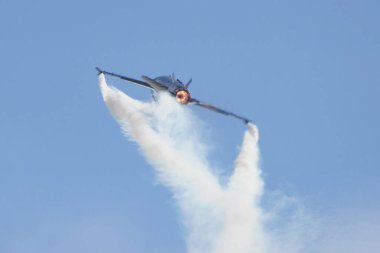 ISTANBUL, TURKIYE - APRIL 29, 2023: SOLOTURK, Turkish Air Force General Dynamics F-16C Fighting Falcon display in Istanbul Ataturk Airport during Teknofest Istanbul clipart