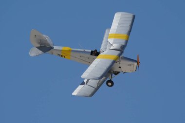 ESKISEHIR, TURKIYE - SEPTEMBER 16, 2023: M.S.O Air and Space Museum de Havilland DH-82 Tiger Moth (83900) displayed at Sivrihisar SHG Airshow clipart