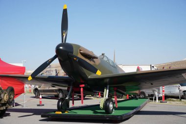 ESKISEHIR, TURKIYE - 17 Eylül 2023: M.S.O Hava ve Uzay Müzesi Supermarine Spitfire Sivrihisar SHG Airshow 'da sergilendi