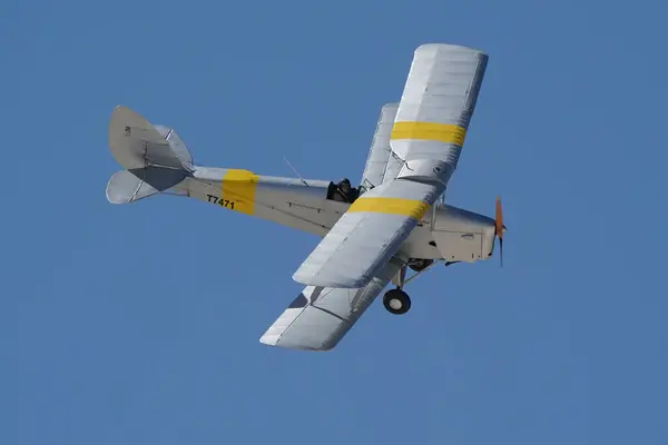 stock image ESKISEHIR, TURKIYE - SEPTEMBER 16, 2023: M.S.O Air and Space Museum de Havilland DH-82 Tiger Moth (83900) displayed at Sivrihisar SHG Airshow