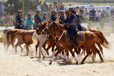 ISTANBUL, TURKIYE - Haziran 08, 2024: Etnospor Kültür Festivali 'nde Binicilik Şovu