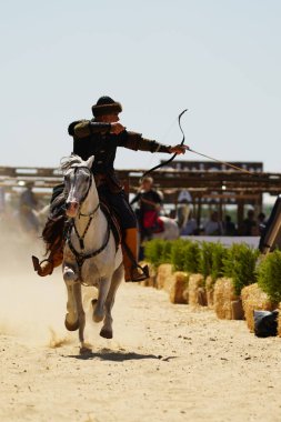ISTANBUL, TURKIYE - Haziran 08, 2024: Etnospor Kültür Festivali 'nde Binicilik Şovu